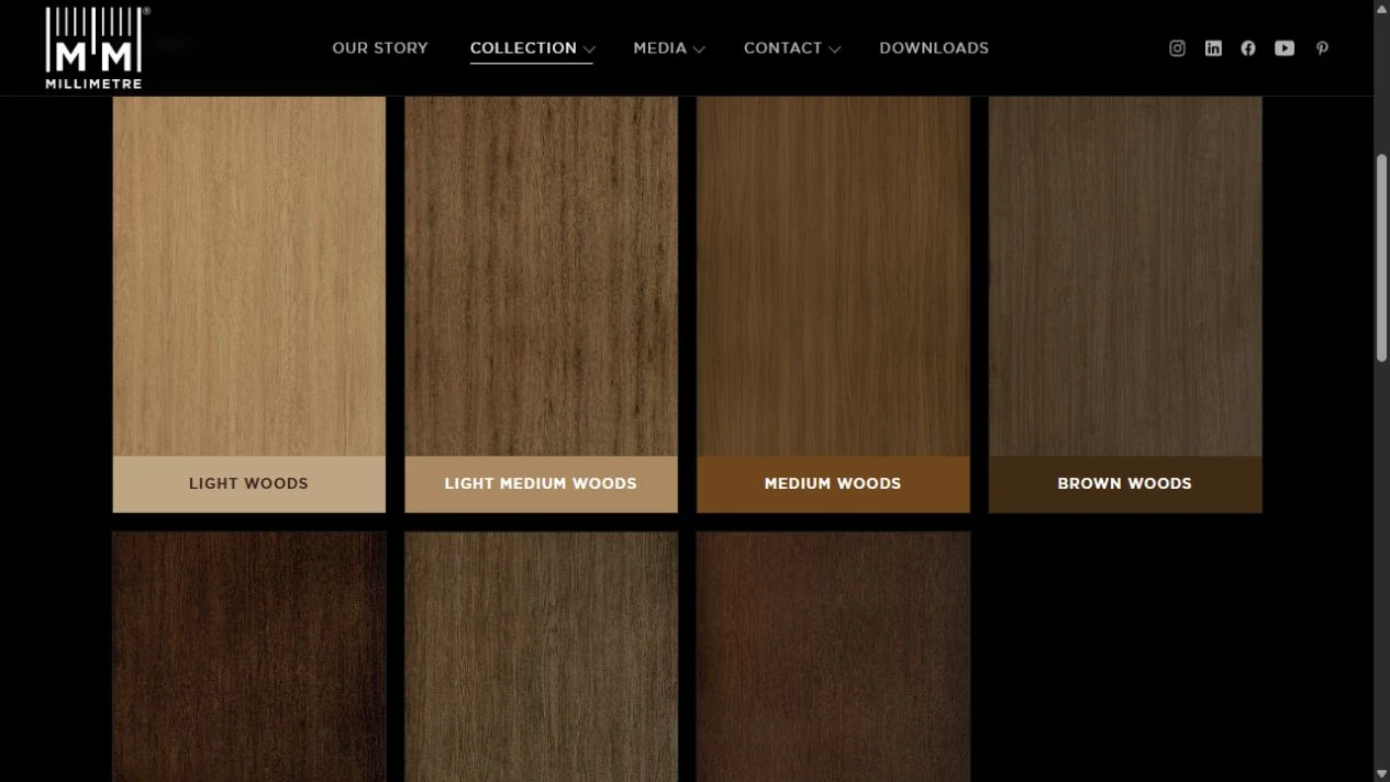 Millimetre wood collection arranged by light, medium and dark tones